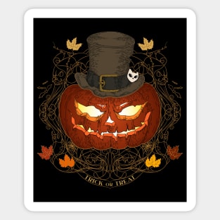 Halloween pumpkin original illustration. Jack o Lantern Trick or treat. Sticker